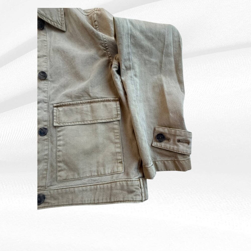 GAP Easy Utility Jacket Perfect Khaki XS Button Front Cotton Chore Coat - Picture 9 of 17